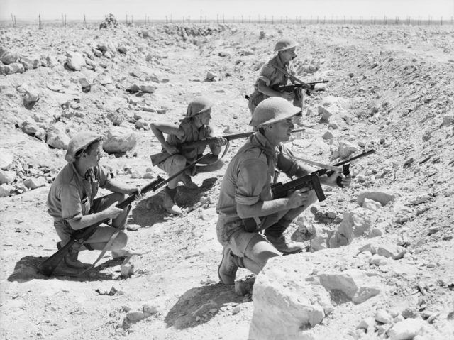 A patrol from the Australian 9th Division during the siege of Tobruk.