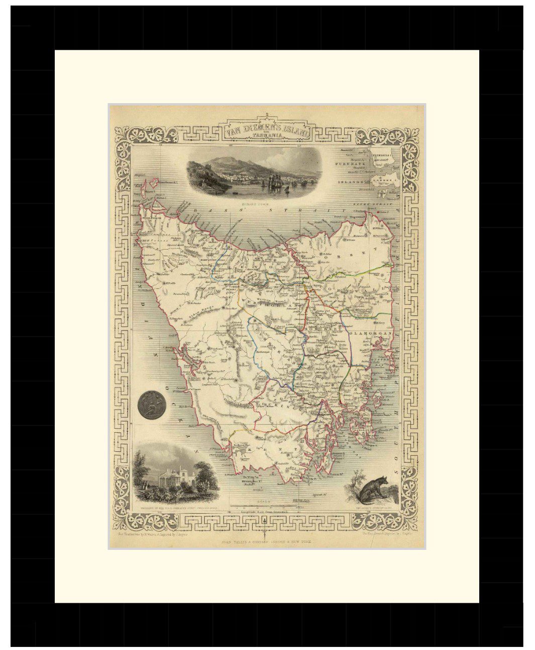 Map of Van Diemen's Island or Tasmania, 1851 - Framed Print - Image 4