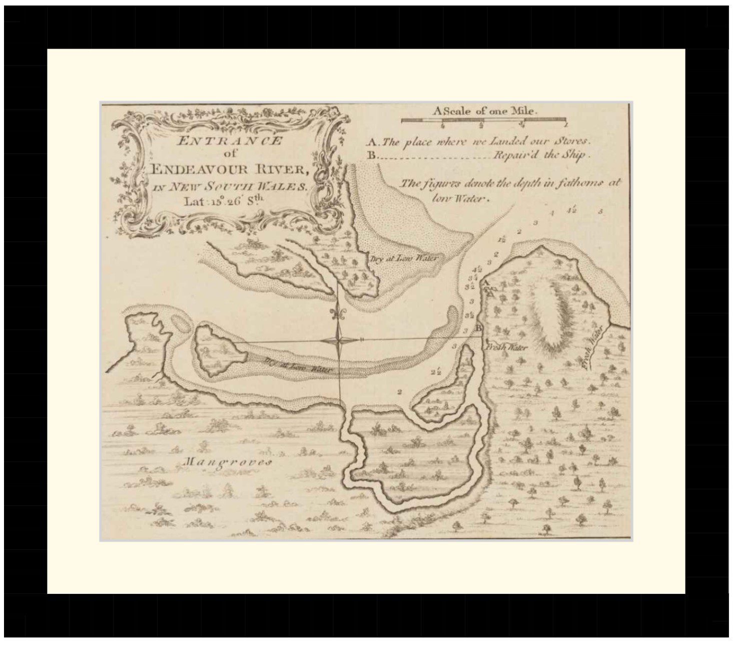 Entrance of Endeavour River, as Mapped by James Cook, 1848 - Framed Print - Image 4