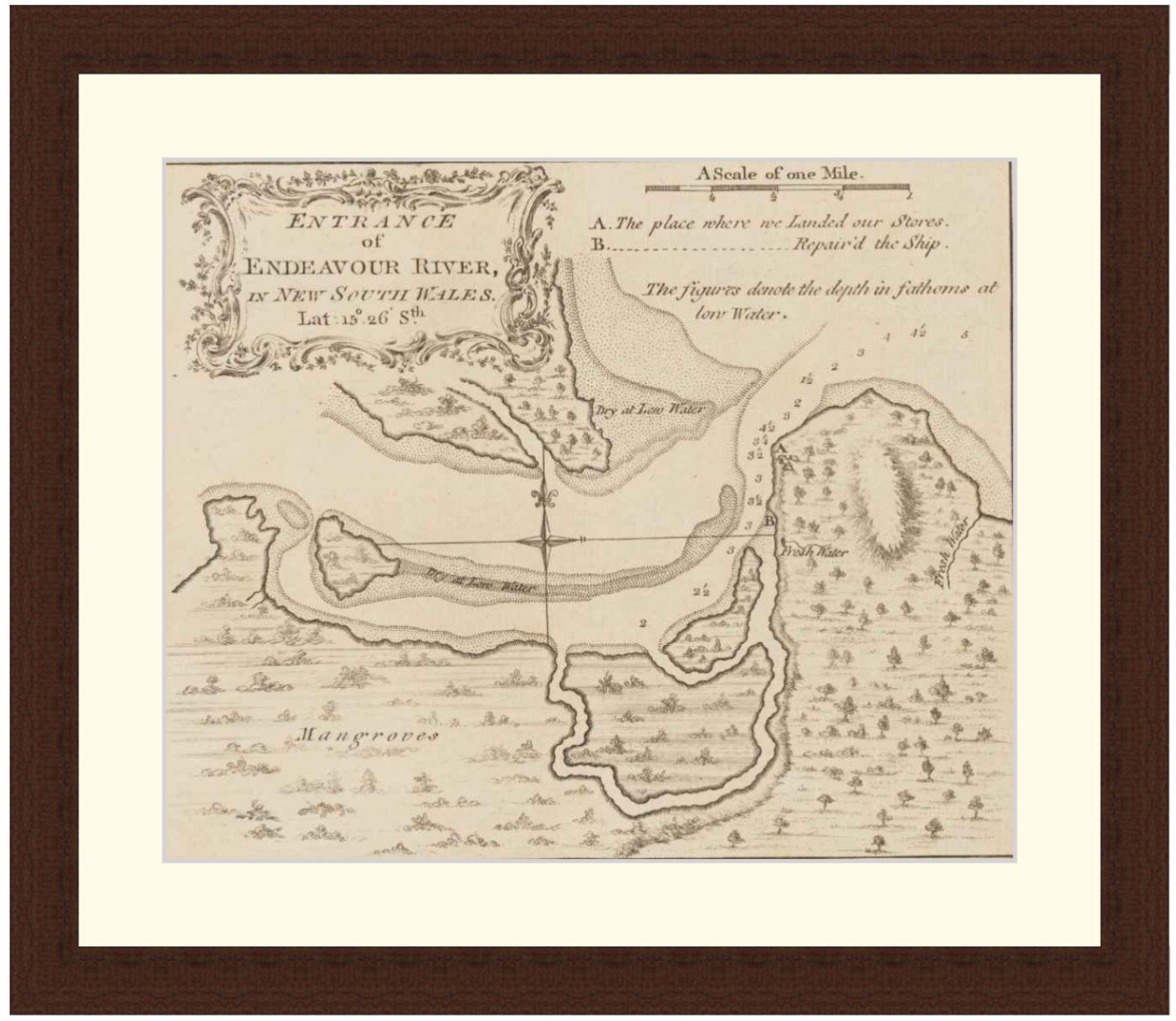 Entrance of Endeavour River, as Mapped by James Cook, 1848 - Framed Print - Image 3