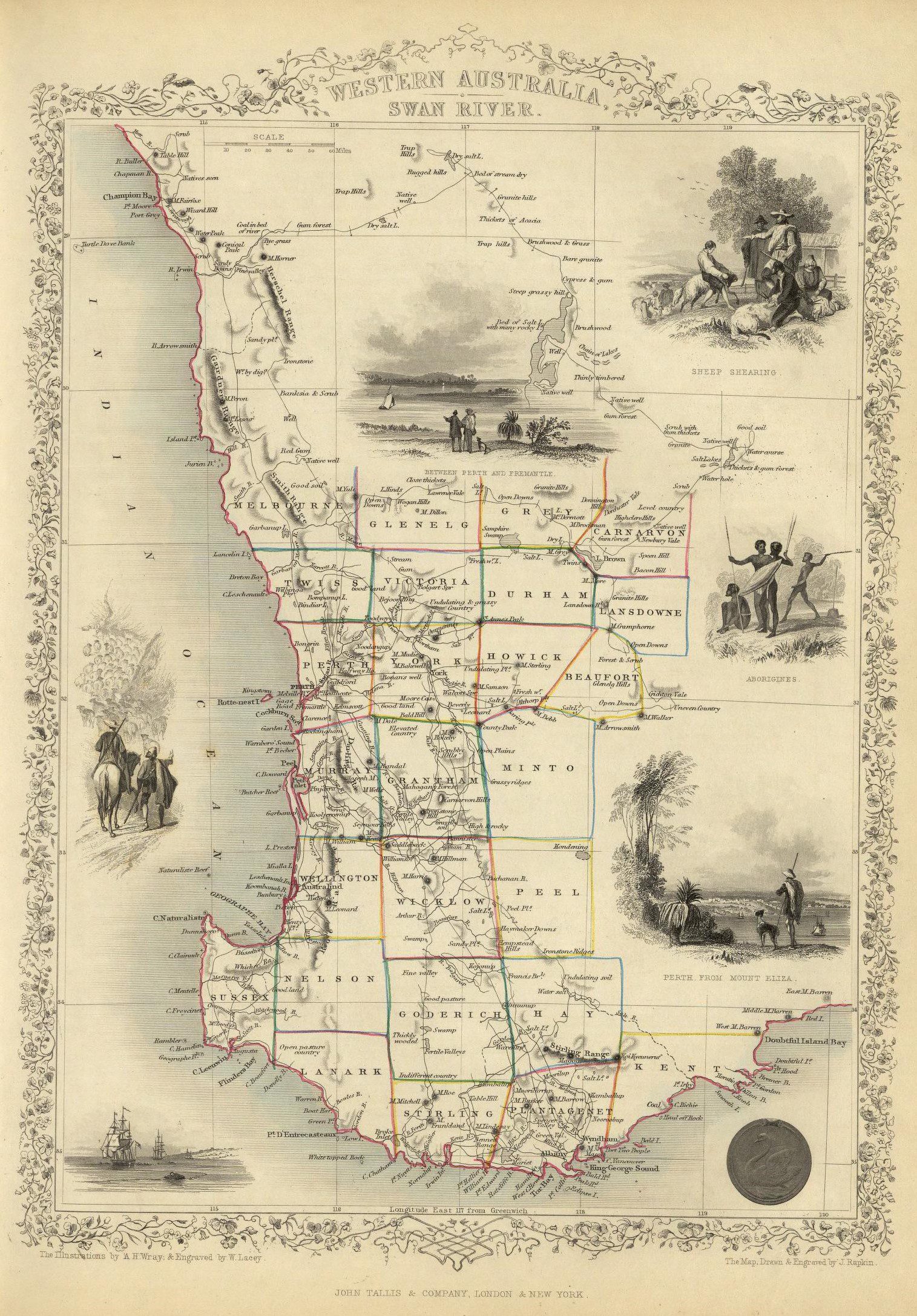 Map of Western Australia, Swan River, 1851 - Framed Print - Image 5