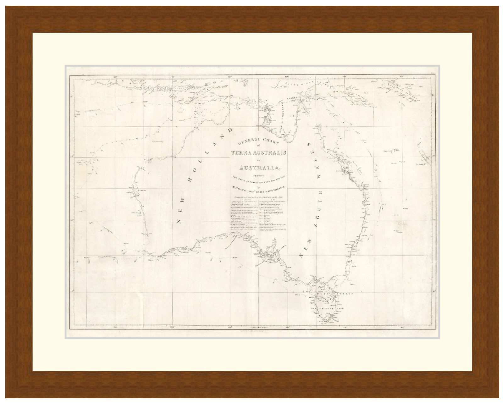 General chart of Terra Australis or Australia, 1814 - Framed Print