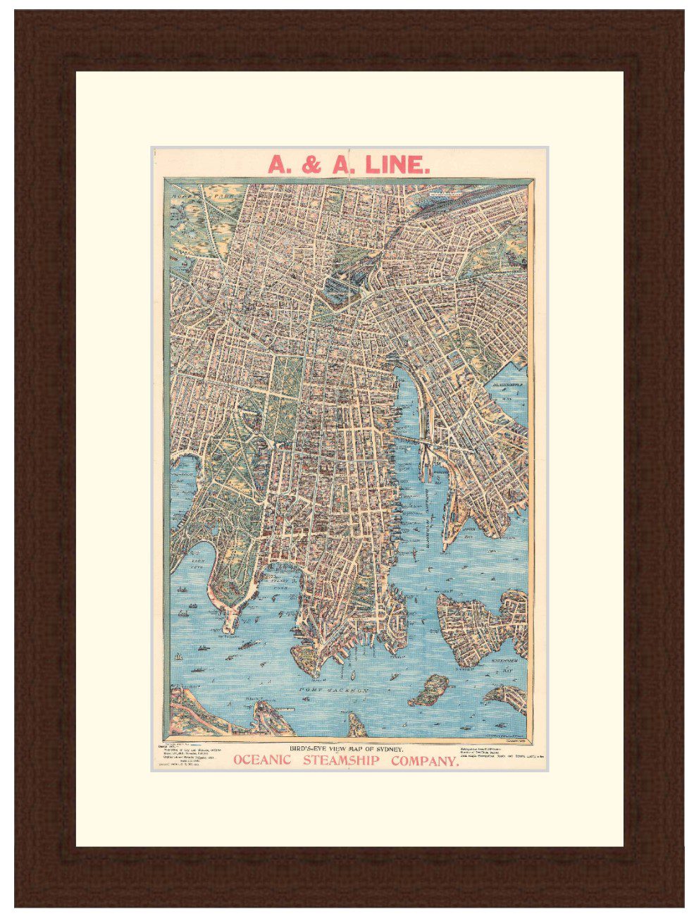 Bird's-eye view map of Sydney, 1902 - Framed Print - Image 3