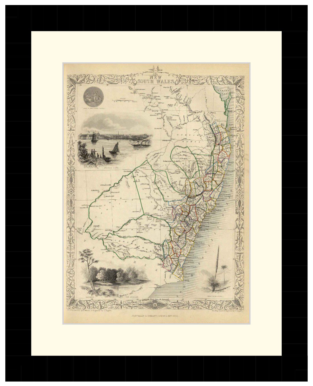 Map of New South Wales, 1851 - Framed Print