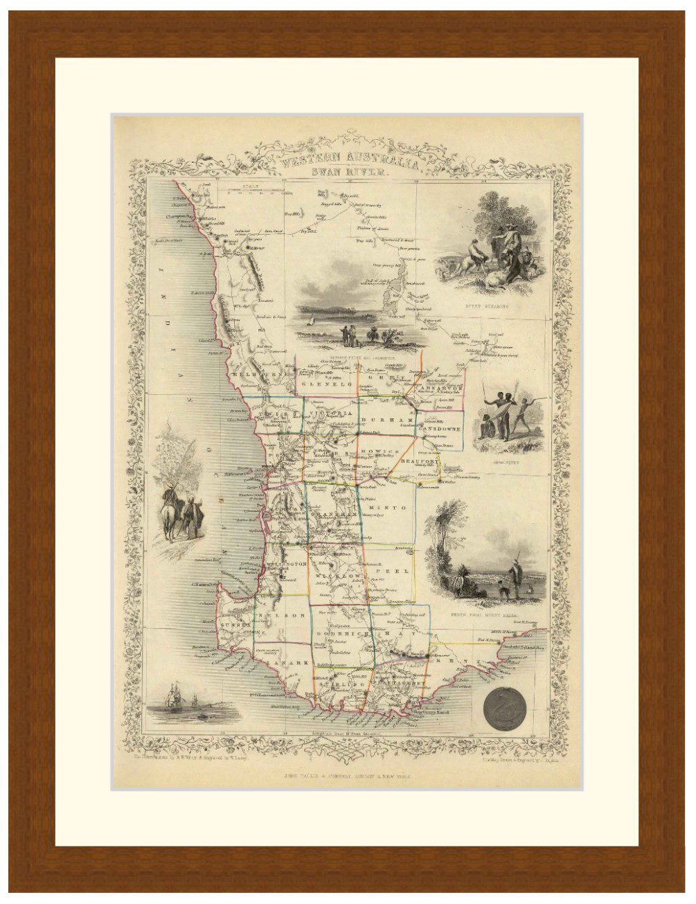 Map of Western Australia, Swan River, 1851 - Framed Print - Image 4