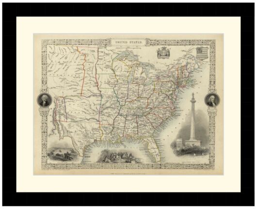 Map of the United States, 1851 - Framed Print