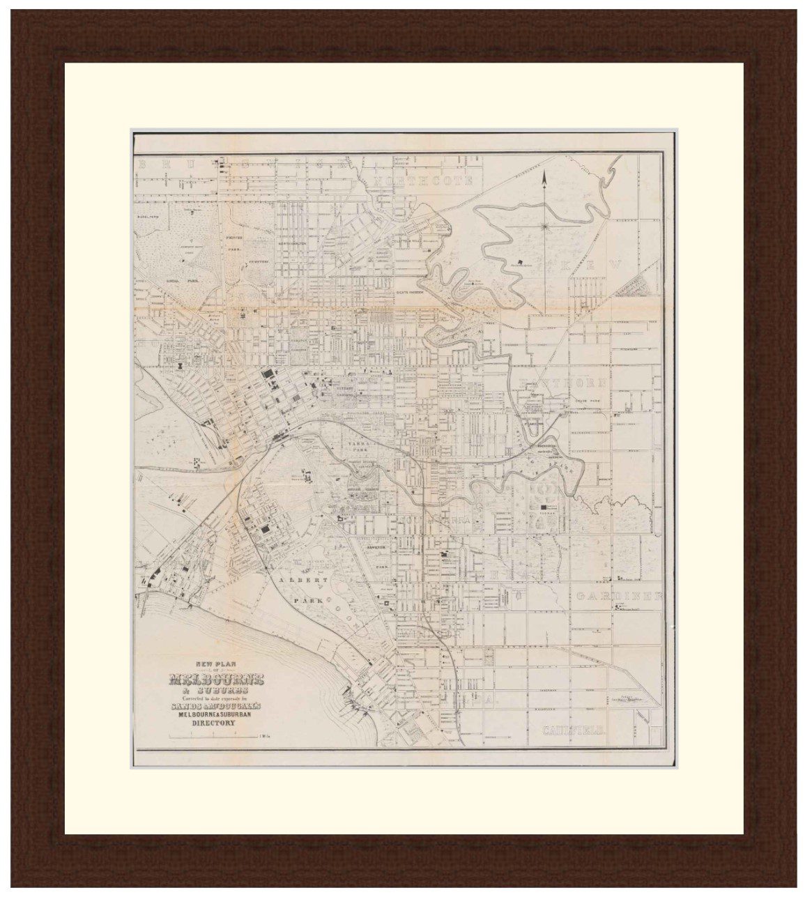 Map of Melbourne and suburbs, 1874 - Framed Print - Image 3