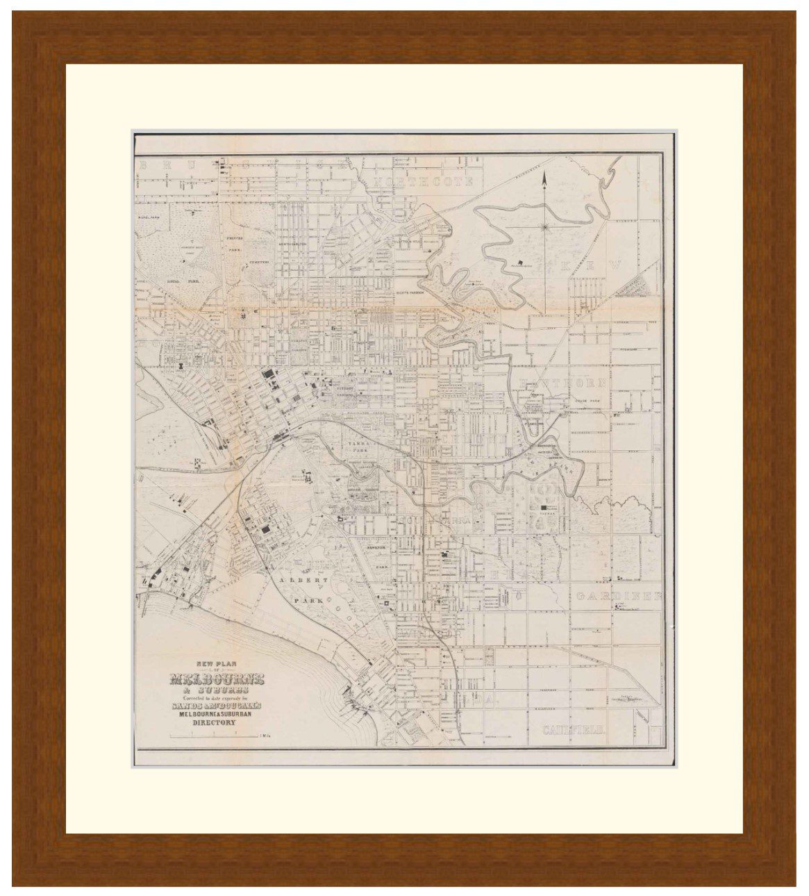 Map of Melbourne and suburbs, 1874 - Framed Print - Image 2
