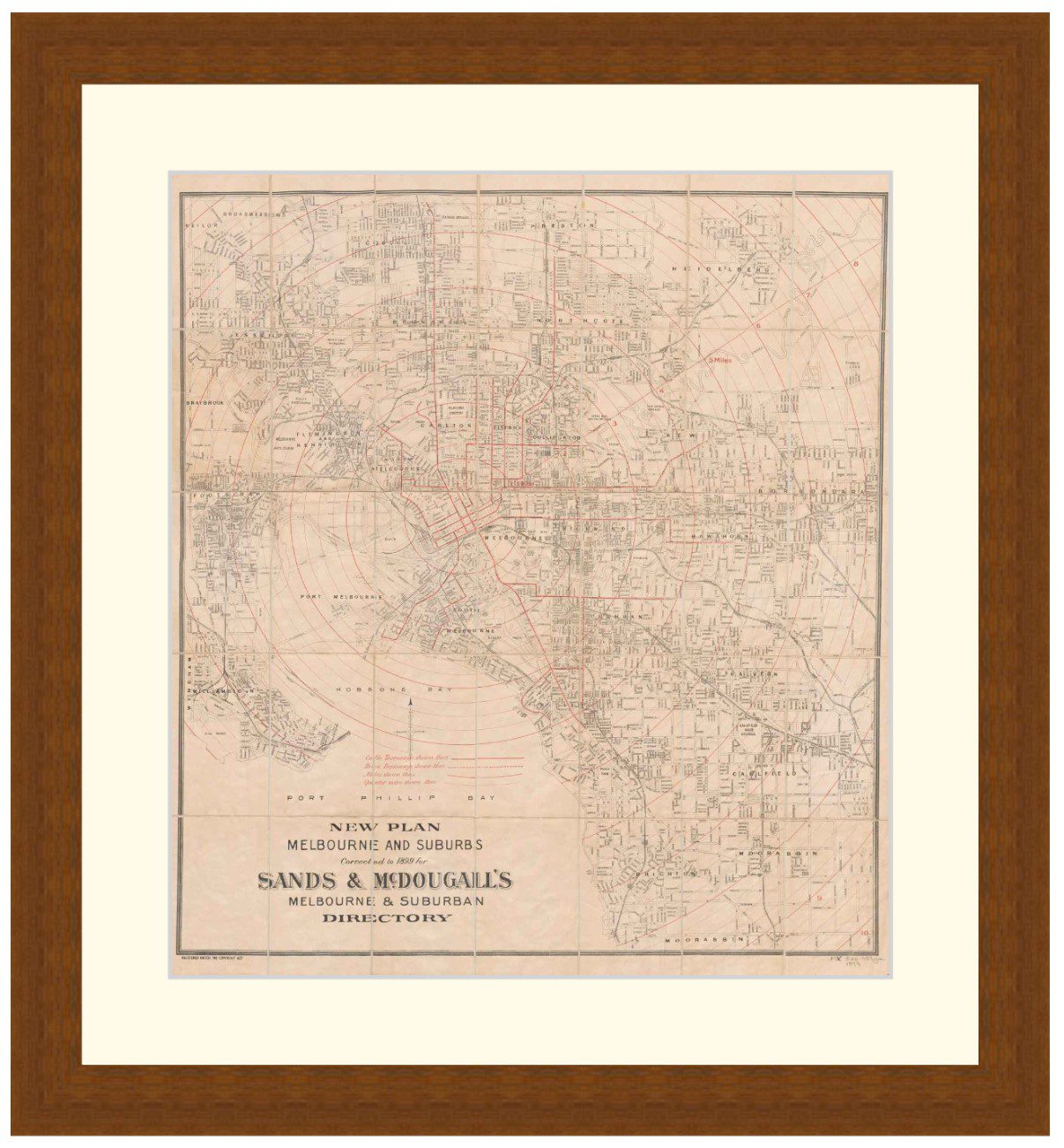 Map of Melbourne and Suburbs, 1899 - Framed Print - Image 2