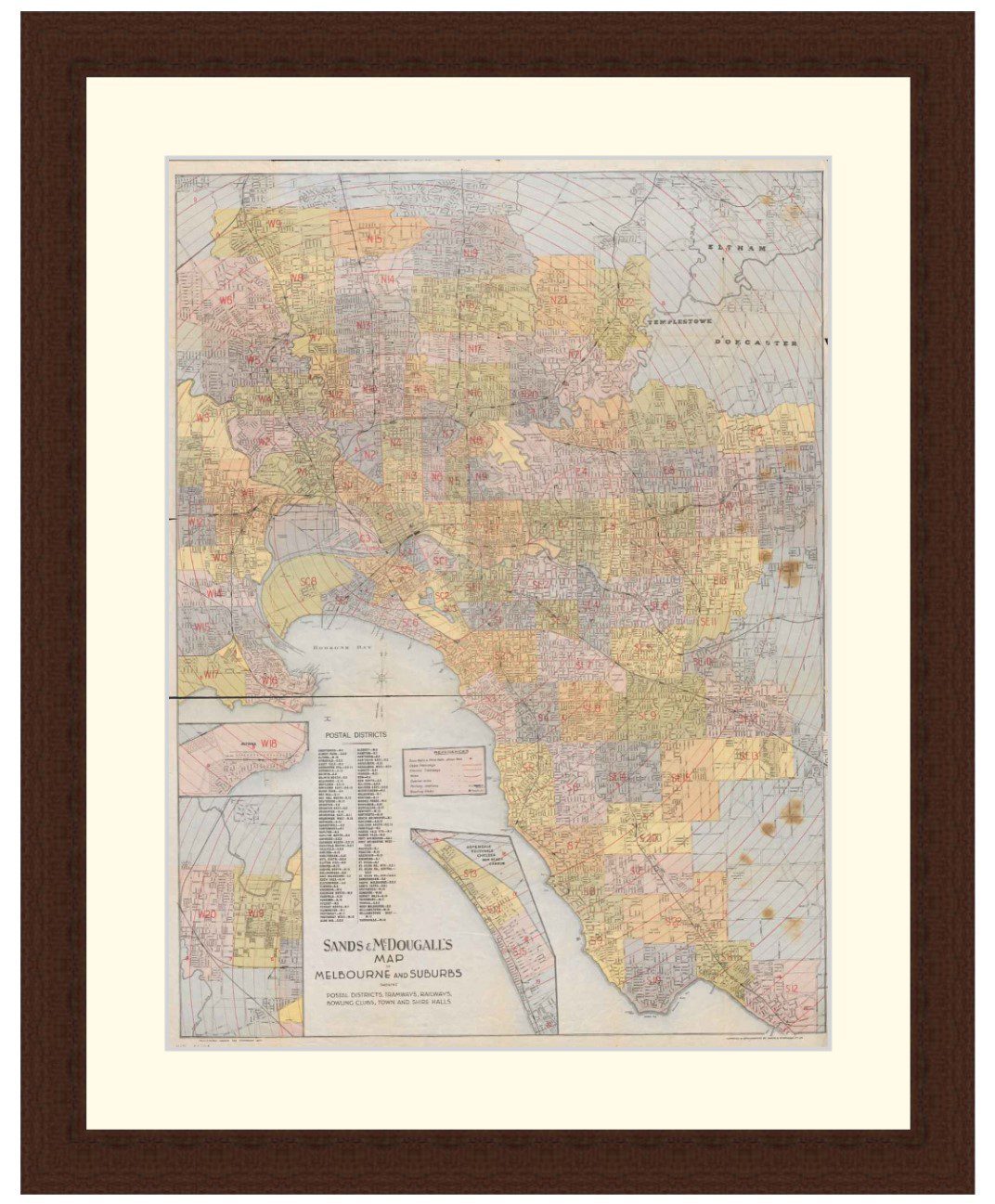 Map of Melbourne and Suburbs, 1915 - Framed Print - Image 3
