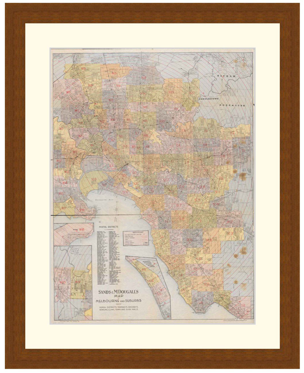 Map of Melbourne and Suburbs, 1915 - Framed Print - Image 2