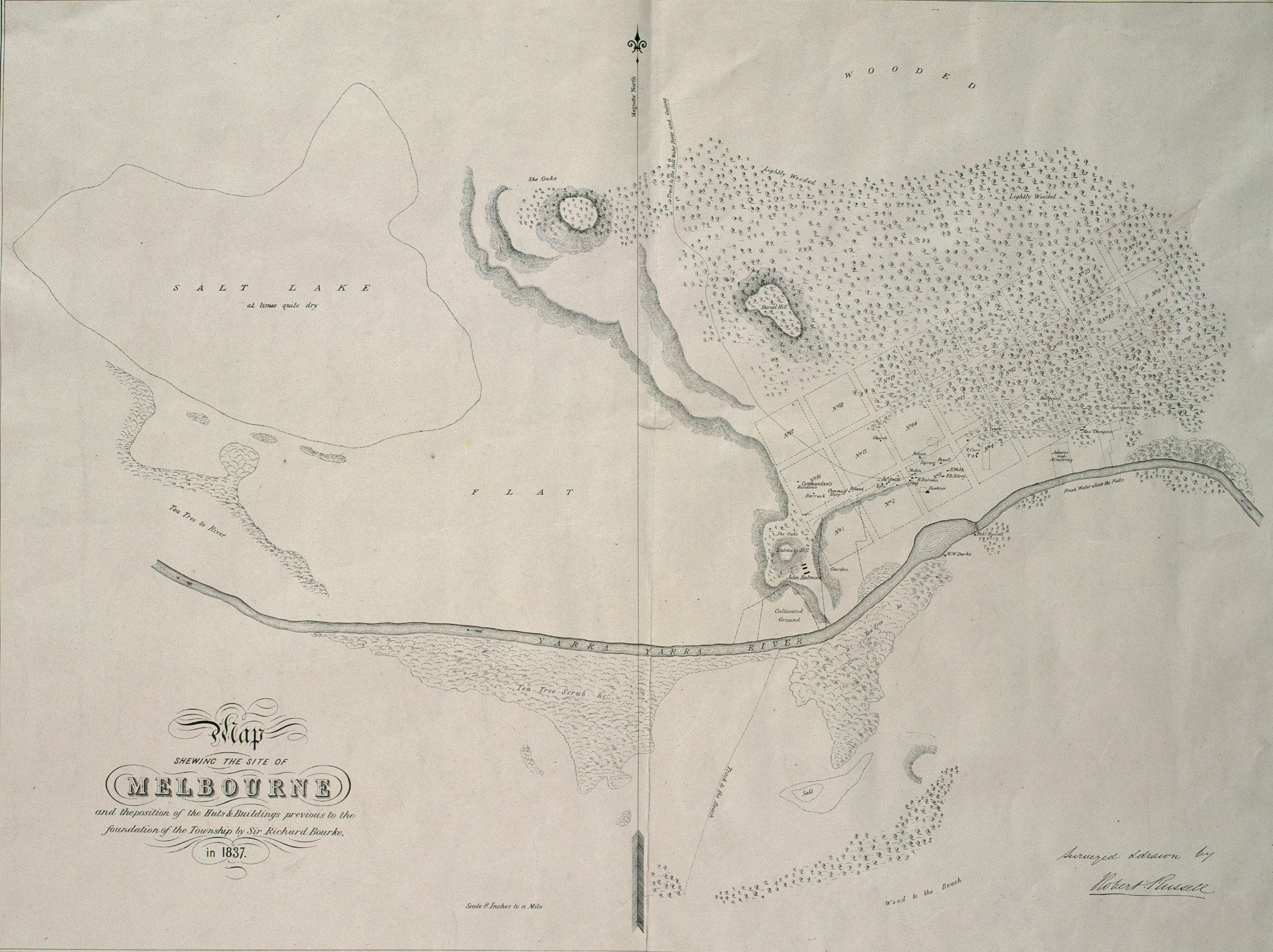 Map of Melbourne showing land and settlements, 1837 - Framed Print - Image 5