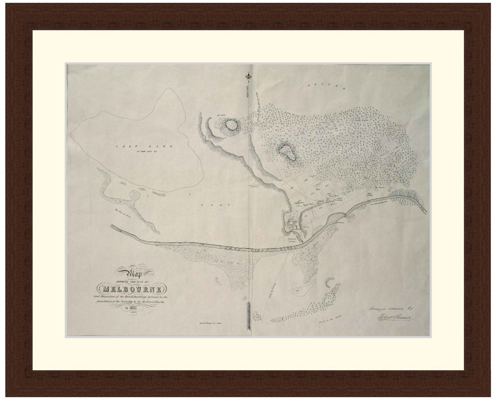 Map of Melbourne showing land and settlements, 1837 - Framed Print - Image 3