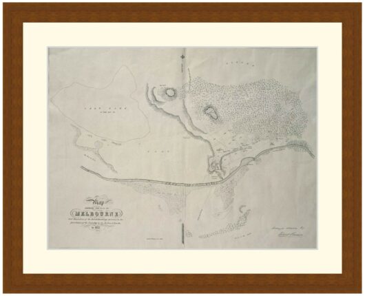 Map of Melbourne showing land and settlements, 1837 - Framed Print