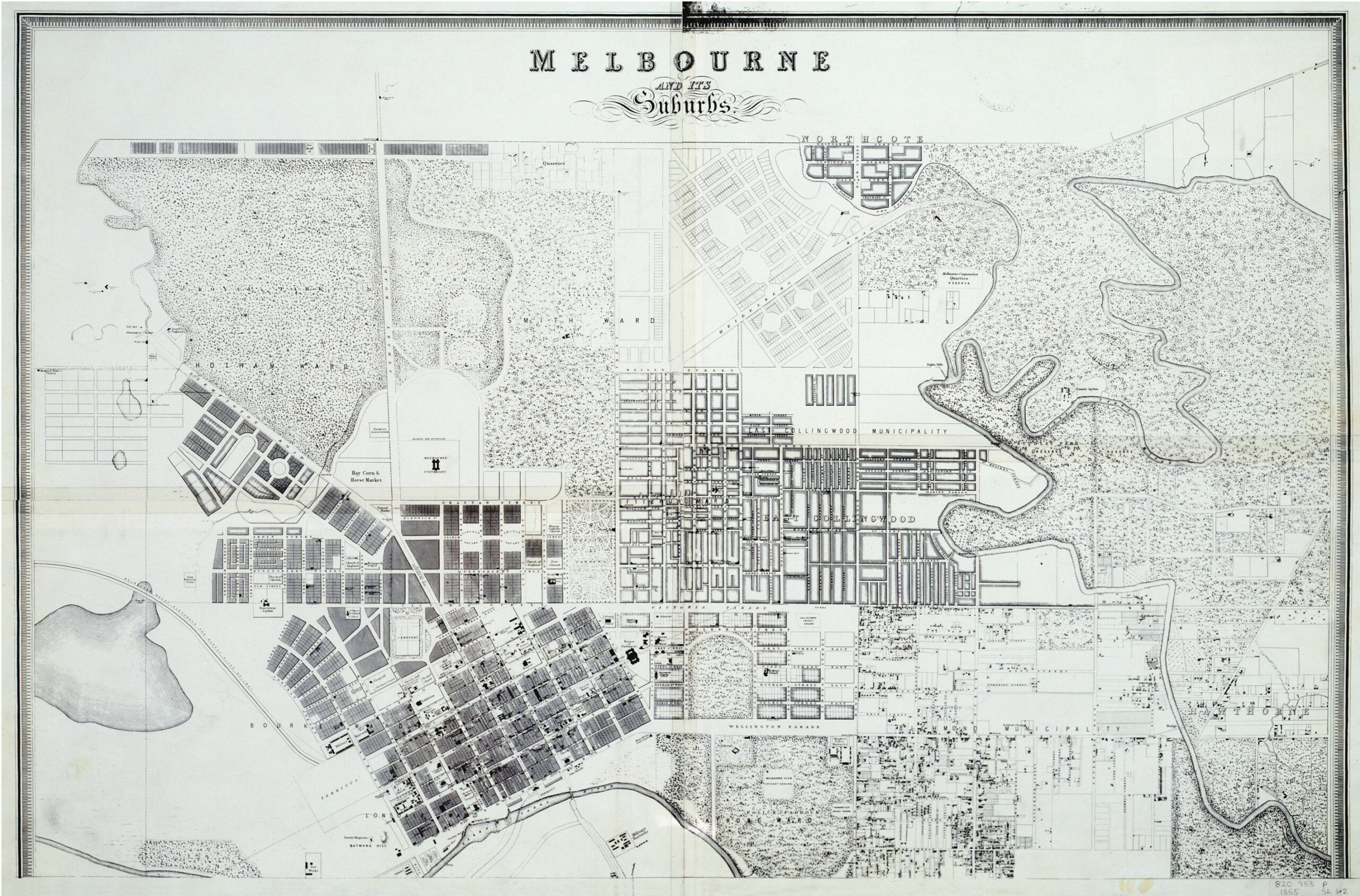 Map of Melbourne and its Suburbs, 1855 - Framed Print - Image 5