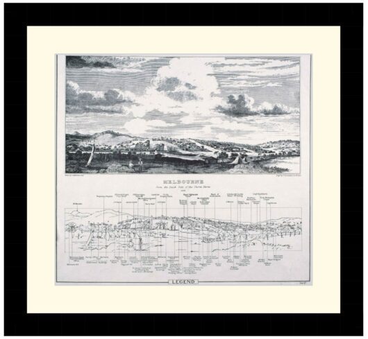 Melbourne from the south side of the Yarra River, 1839 - Framed Print