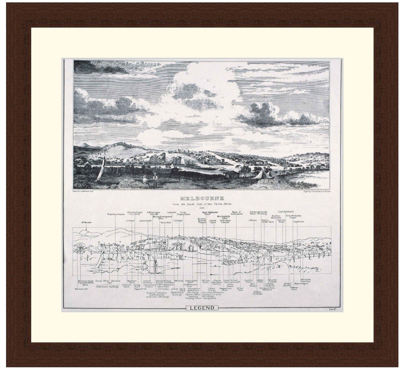 Melbourne from the south side of the Yarra River, 1839 - Framed Print - Image 3