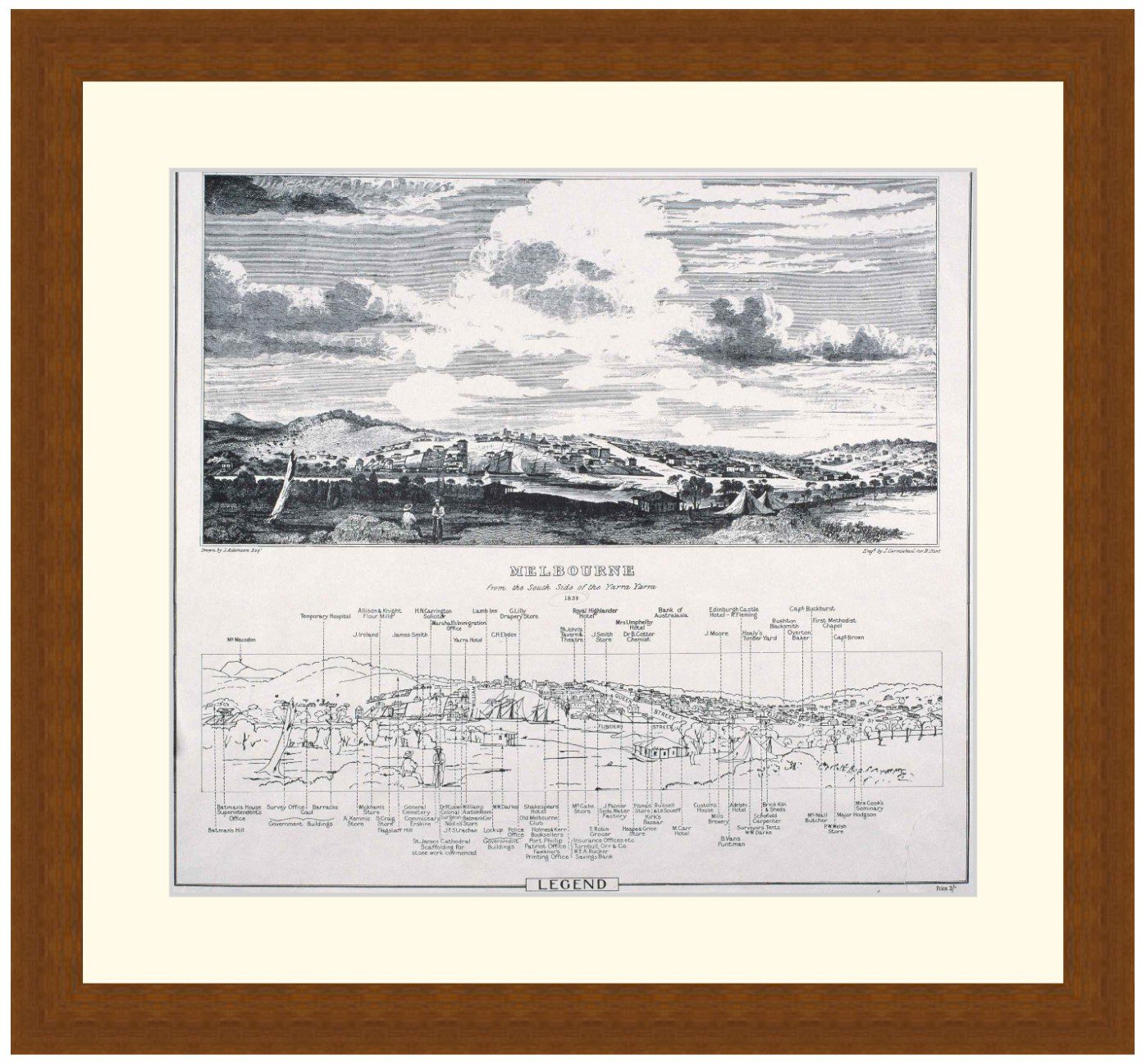 Melbourne from the south side of the Yarra River, 1839 - Framed Print - Image 4