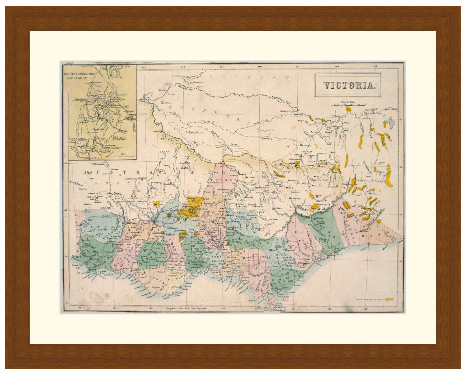 Map of Victoria, 1853 - Framed Print