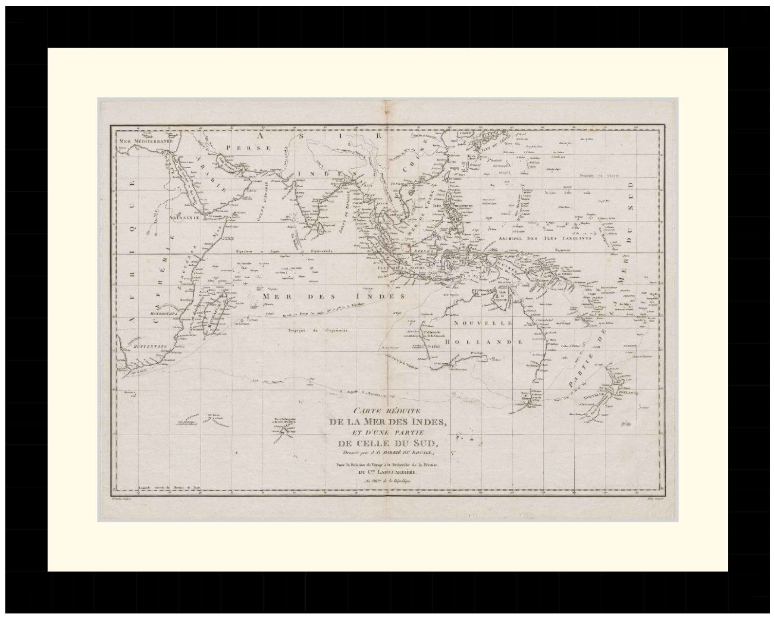 Map of Indian Ocean, 1799 - Framed Print - Image 2