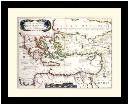 Greece, Turkey and Eastern Mediterranean Map, 1691 - Framed Print