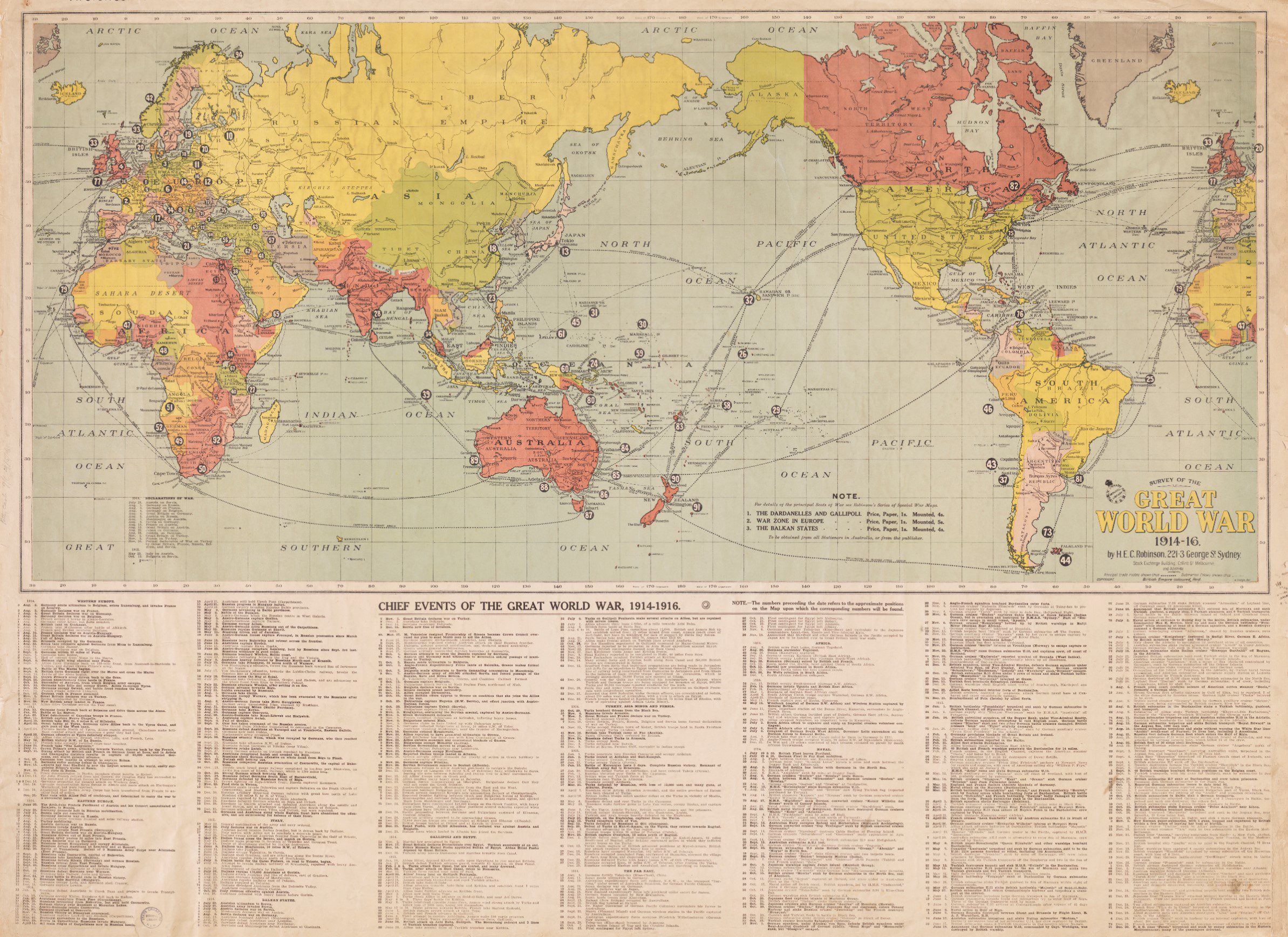 World Map, Survey of the Great World War, 1914-16  - Framed Print - Image 5