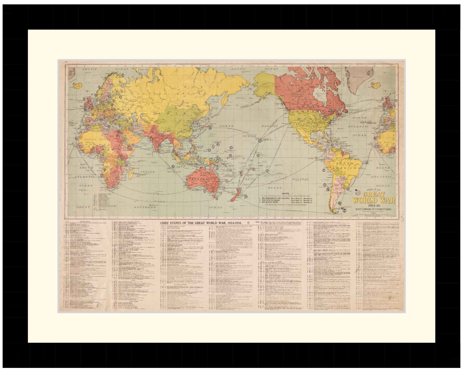 World Map, Survey of the Great World War, 1914-16  - Framed Print - Image 2