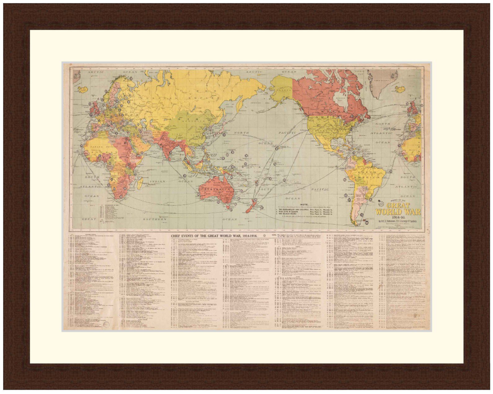 World Map, Survey of the Great World War, 1914-16  - Framed Print - Image 4