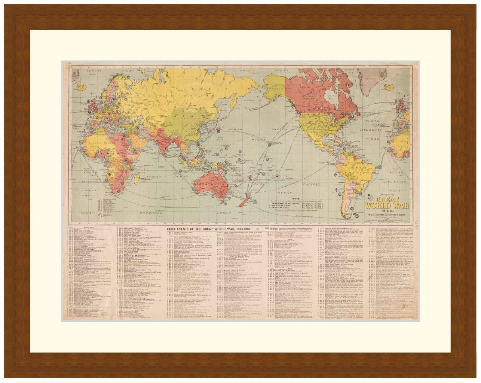 World Map, Survey of the Great World War, 1914-16  - Framed Print