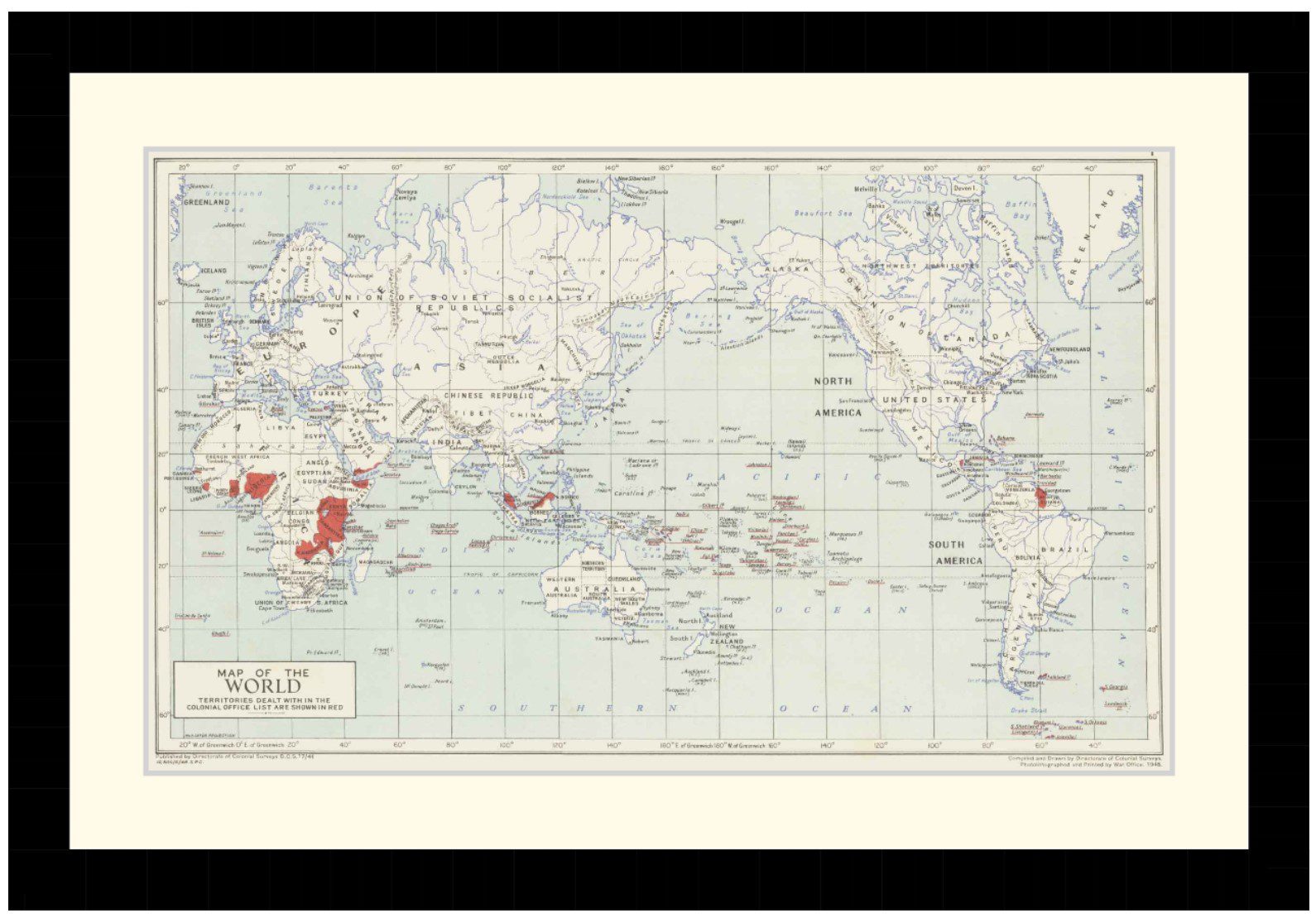 Map of the world, 1948. - Framed Print