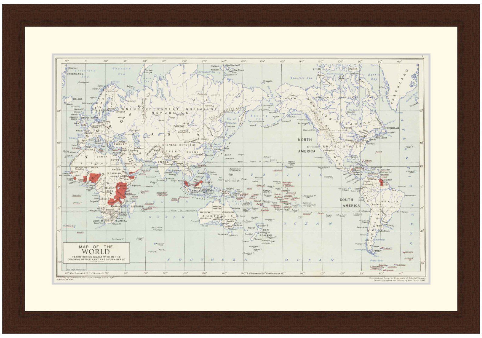 Map of the world, 1948. - Framed Print - Image 3