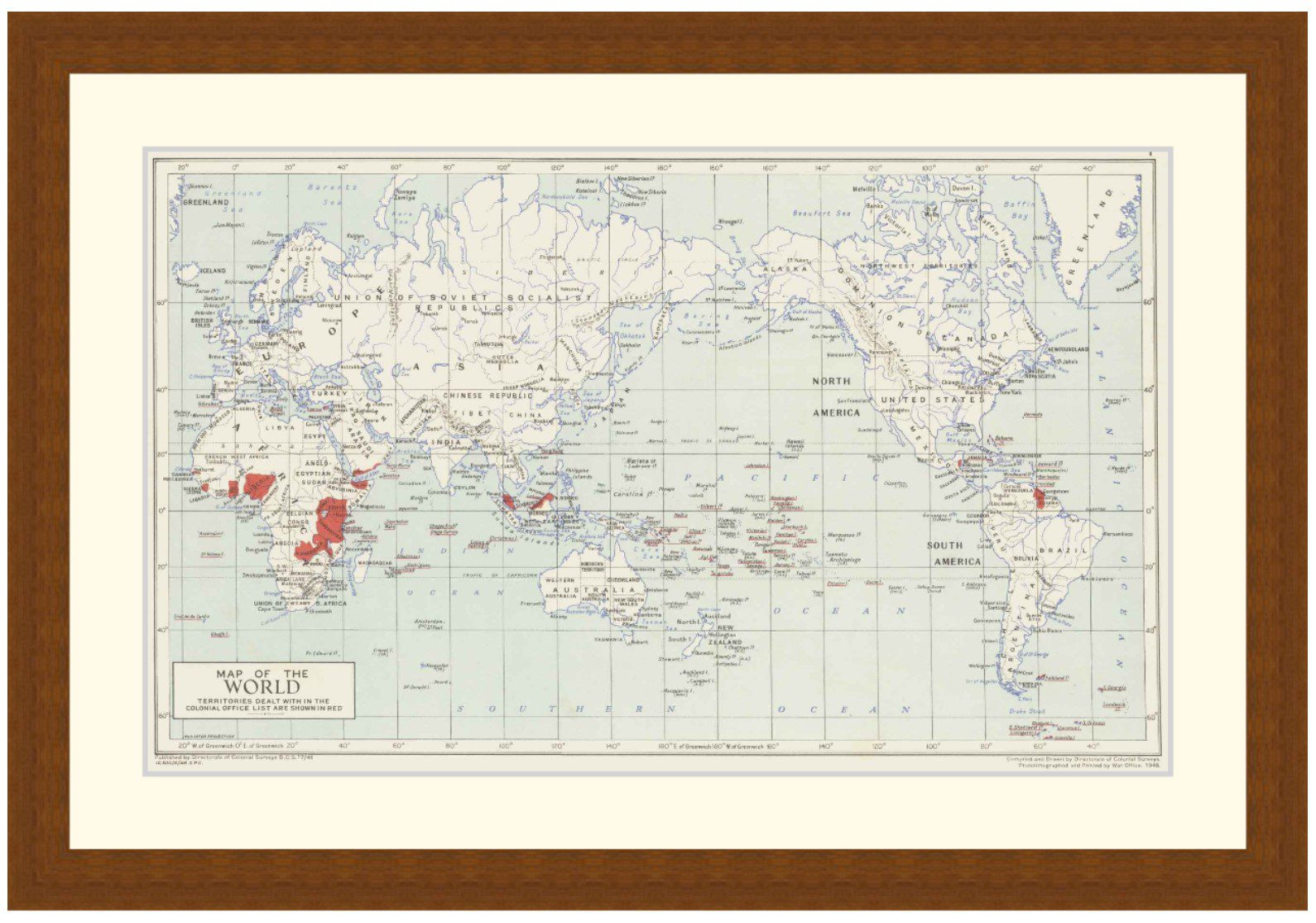 Map of the world, 1948. - Framed Print - Image 2