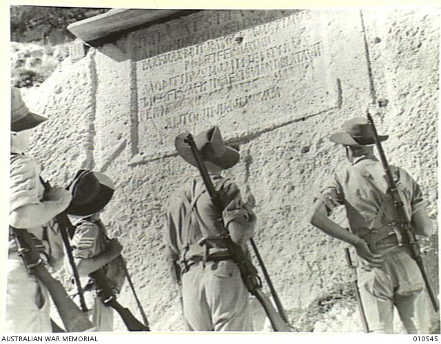 Dog River, Australian Troops examine stone tablets