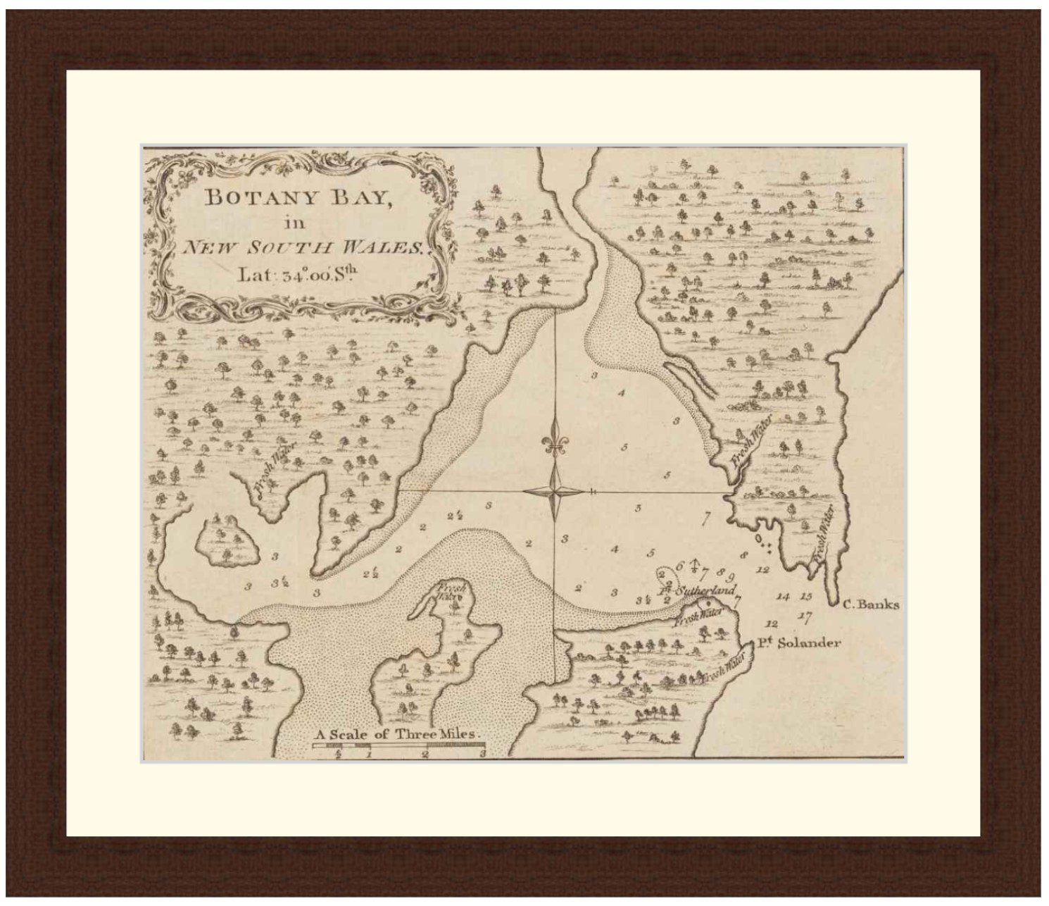 Map of Botany Bay, New South Wales, 1848 - Framed Print - Image 3