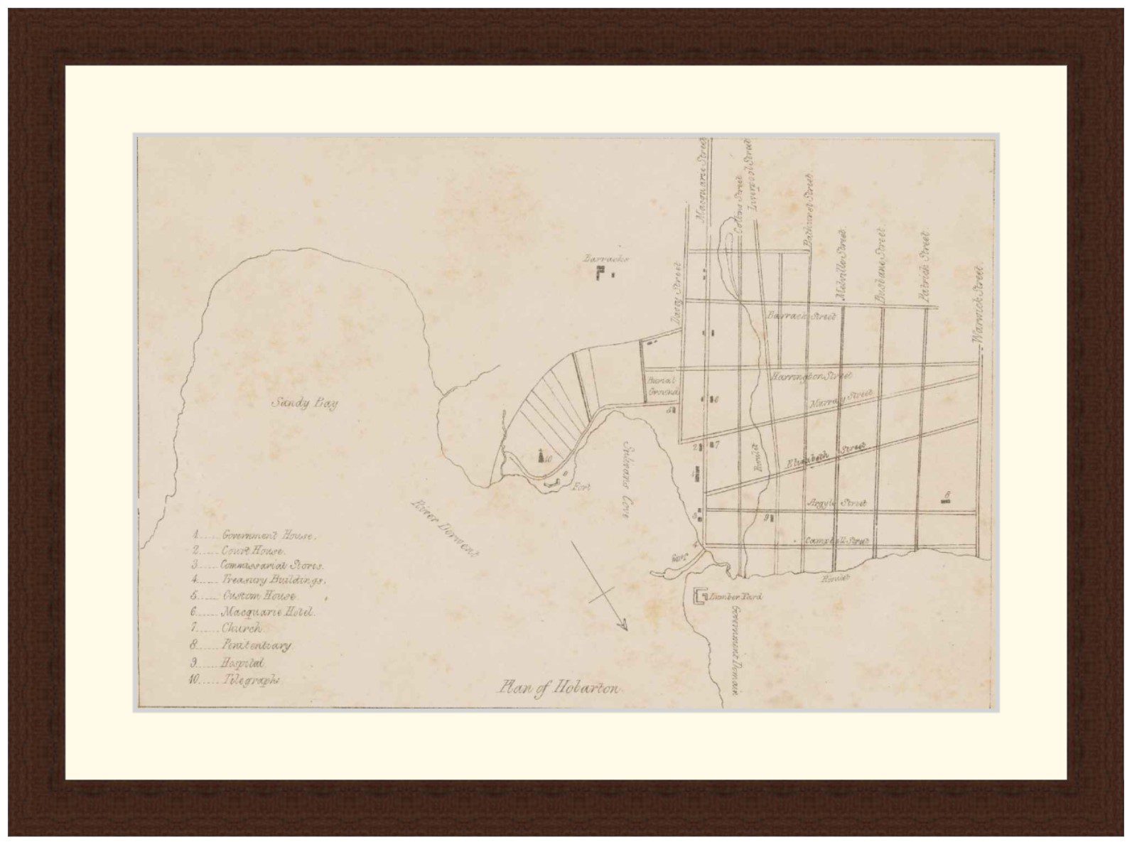 Plan of Hobarton (Hobart), 1848 - Framed Print - Image 3