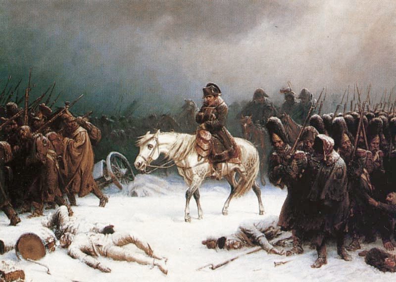 Napoleon and the Grand Army retreats from Moscow.