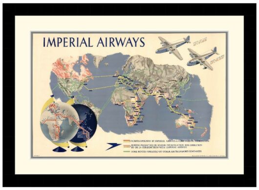 Imperial Airways Map of the World, 1937 - Framed Print