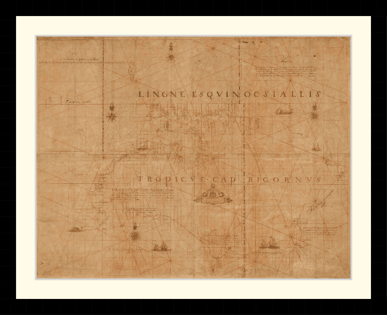 Map of Australia, New Guinea, New Zealand showing the results of Abel Tasman's voyages of 1642-3 and 1644 - Framed Print - Image 2