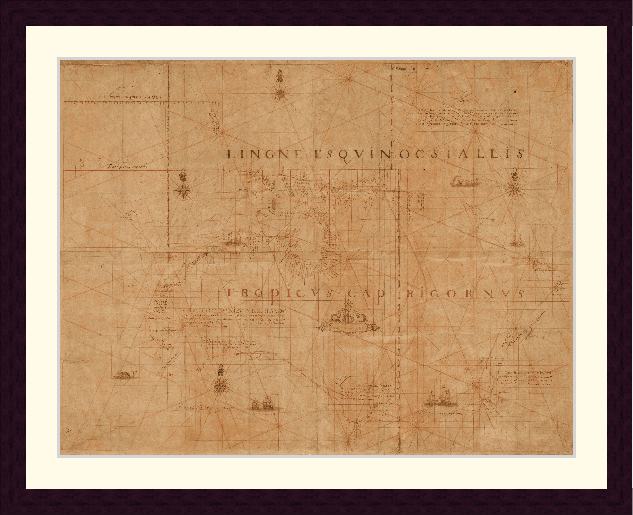 Map of Australia, New Guinea, New Zealand showing the results of Abel Tasman's voyages of 1642-3 and 1644 - Framed Print - Image 3