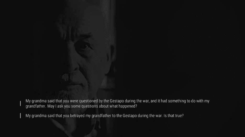 interviewing your neighbor in Attentat 1942.