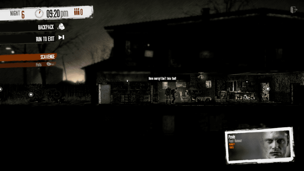 Robbing a house in This War of Mine.